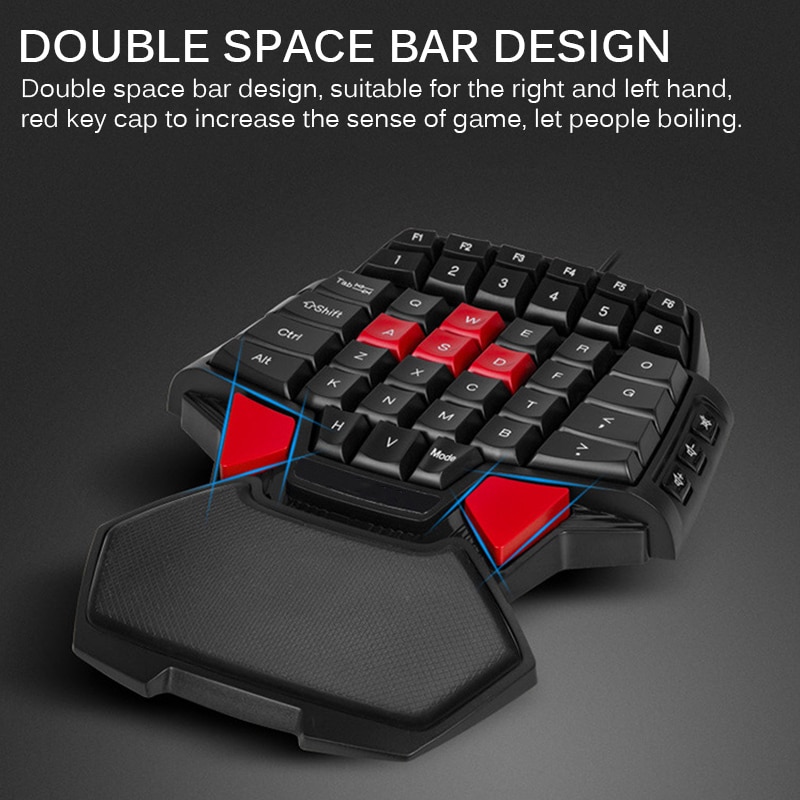 USB single hand keyboard Gaming keyboard wired keyboard double space left and right hand For Windows XP/vista/7/8/10 Mac OS X