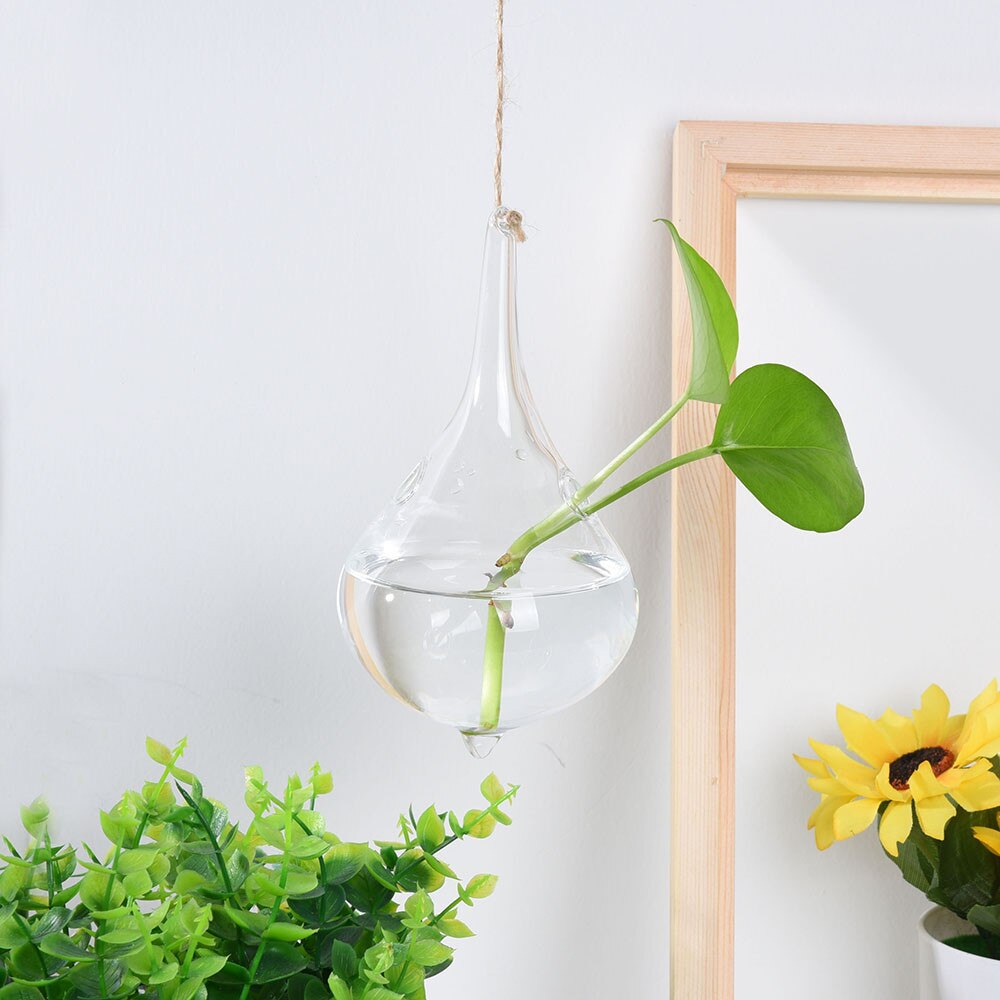 Vase mural en verre transparent pour plantes et fleurs, Pot en bouteille, soufflé à la main, décoration de jardin, pour la maison: Clear D
