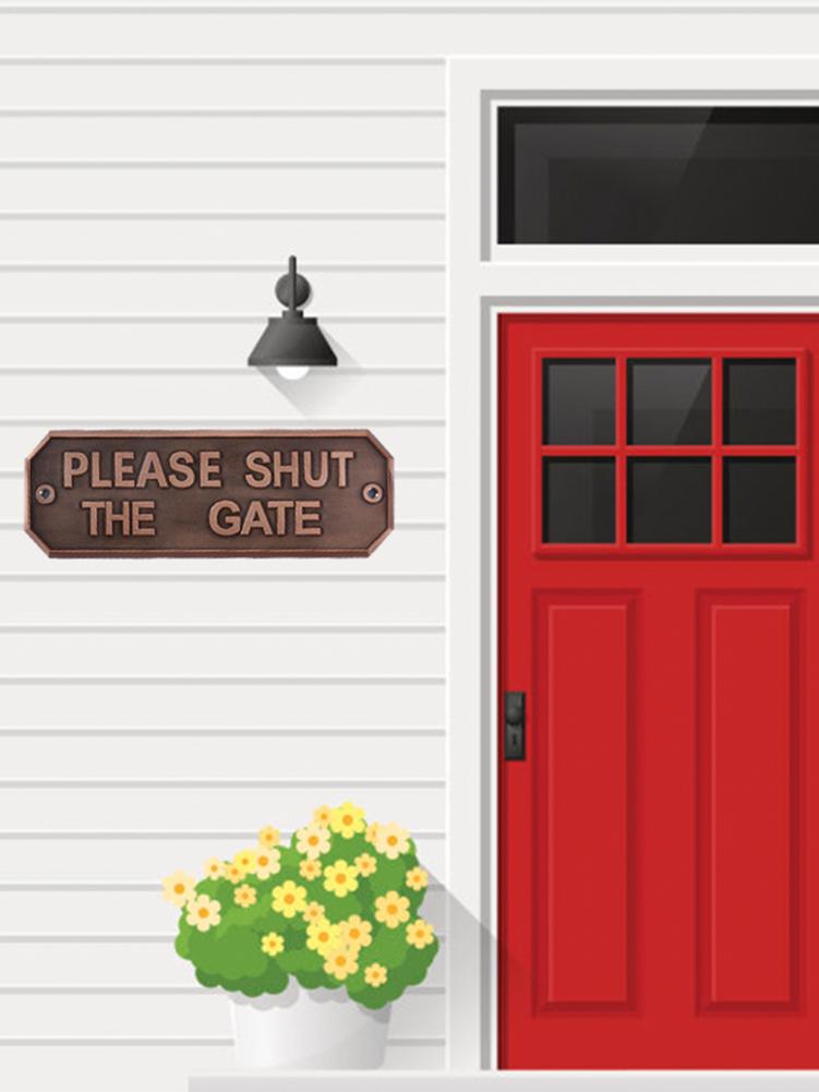 Hardware Gate Brass Door Sign Antique Brass Gardening Home Warning Sign - PLEASE SHUT THE GATE Home Door Decoration