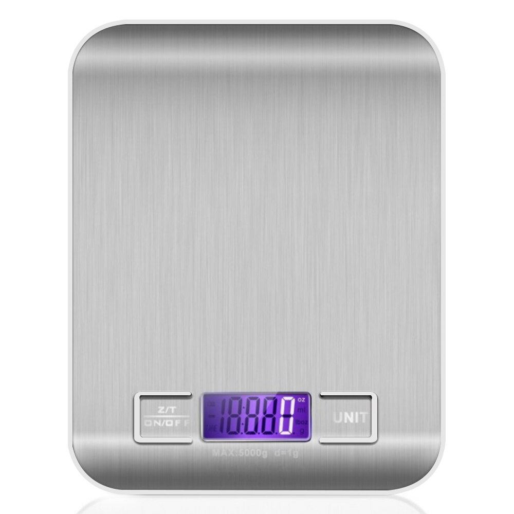 10Kg/5Kg Oz/Ml/Lb/G Keukenweegschaal Rvs Weegschaal Voedsel Dieet post Balance Meten Lcd Elektronische Weegschalen: 10kg   White base