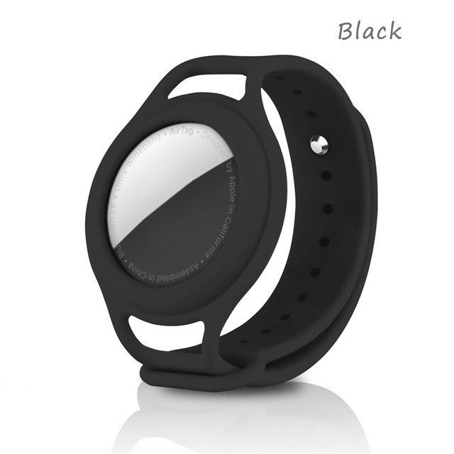 Voor Apple Airtags Kinderen Pols Bandjes Siliconen Case Air Tag Accessoires Protector Tracker Beschermhoes Voor Airtag Horlogeband: Black