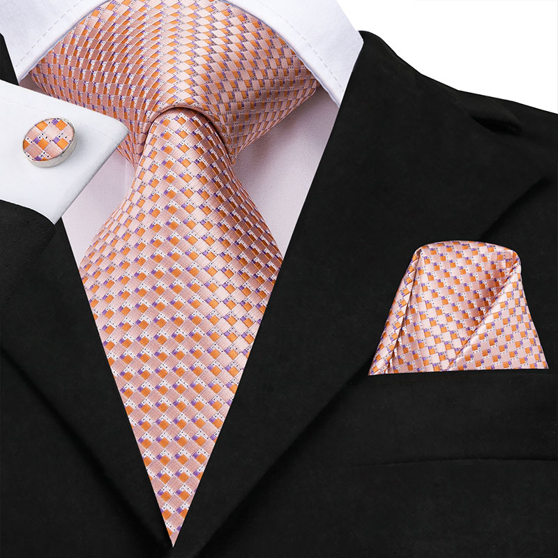 Hi-Tie, nueva corbata gris clásica para hombres, tela de seda Jacquard, juego de gemelos y pañuelo tejido para hombres, de , corbatas de seda SN-1466