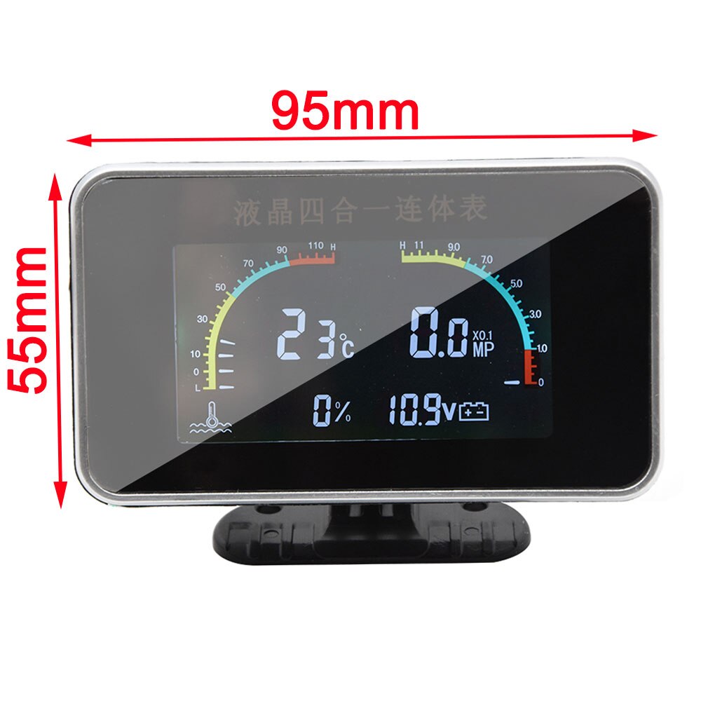 4In1 Digital Display Oil Pressure Gauge Water Temperature Stable Accessories Voltmeter Meter Car LCD Gauge + sensor temperature