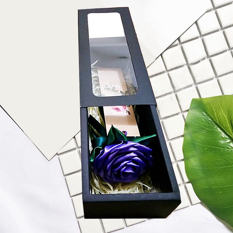 10Pcs PVC Strip Kraft Paper Box Window Drawer Box Cow Rolling Biscuit Gelatin Cake Box