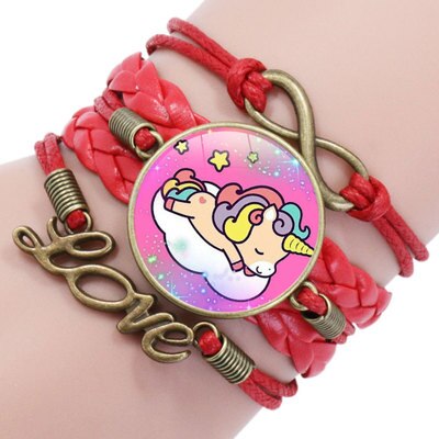 Pulsera trenzada de unicornio a la para niños, accesorios, joyería al por mayor: HJ-7