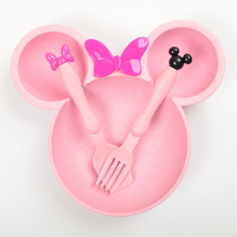 3 Stks/set Kinderen Tarwe Stro Kom Kinderen Leren Bowls Dikker Leuke Baby Kom Bpa Gratis: Roze