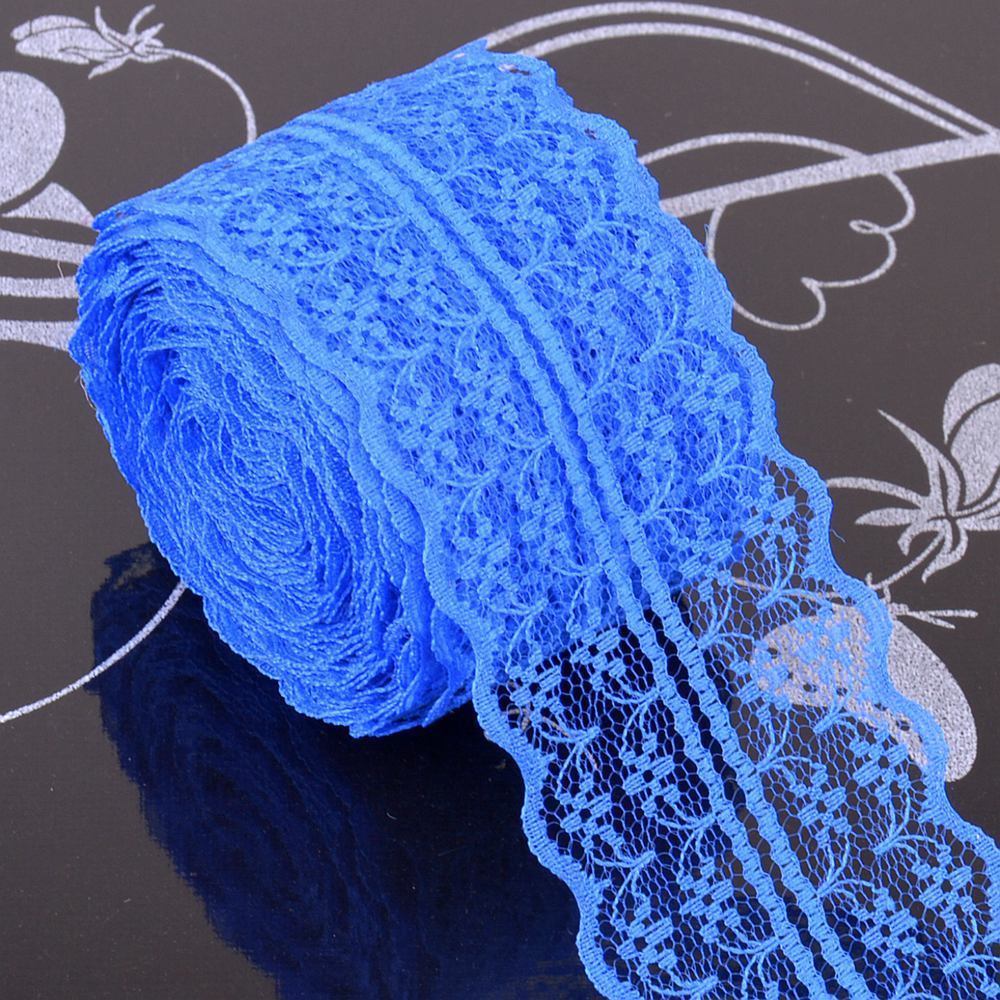 10 Yard/lot DIY Kant Lint Tape 45 MM Kant Breedte Geborduurde Netto Kant Trim Stof Voor naaien Decoratie Kant Stof: dark blue