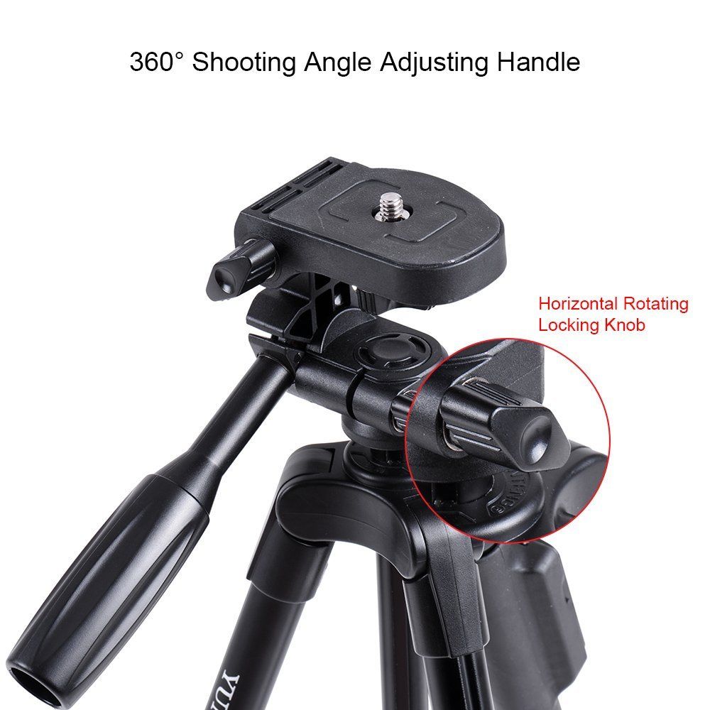 Selfie Video YUNTENG VCT 5208 RM Aluminum Tripod with 3-Way Head & Bluetooth Remote for Camera Phone Holder Clip