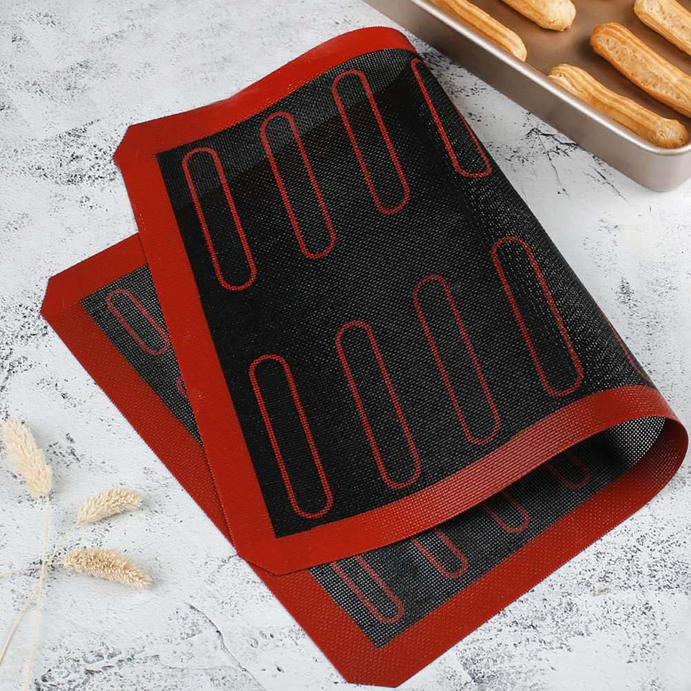 Silikone måtte 18 eclair wienerbrød non stick puff perforeret liner pad macaron cookie mat høj temperatur køkkenartikler
