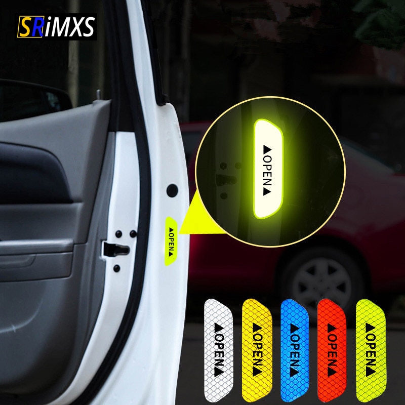 Cinta reflectante abierta para coche, pegatinas reflectoras con de advertencia, tiras reflectantes, estilismo para coche, 4 colores, de seguridad, palo para coche