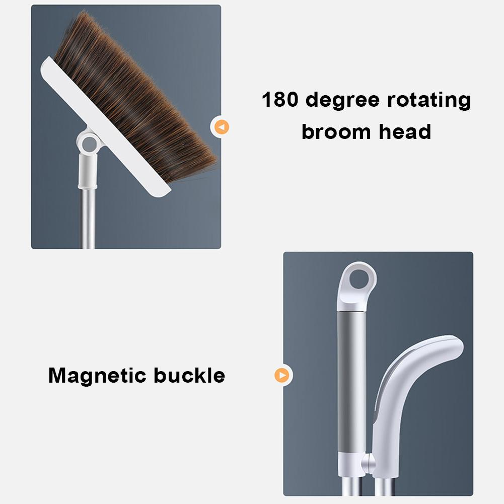 Magnetic Dustpan Set Upright Standing Dust Pan With Extendable Broomstick Cleaning Brush Broom Dustpan Set For Home