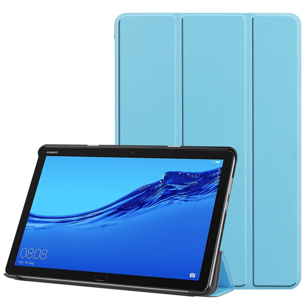 Leather Flip Case for Huawei MediaPad T5 10" - Trifold Stand Cover - Ultra Slim, Waterproof, Shockproof: Blue