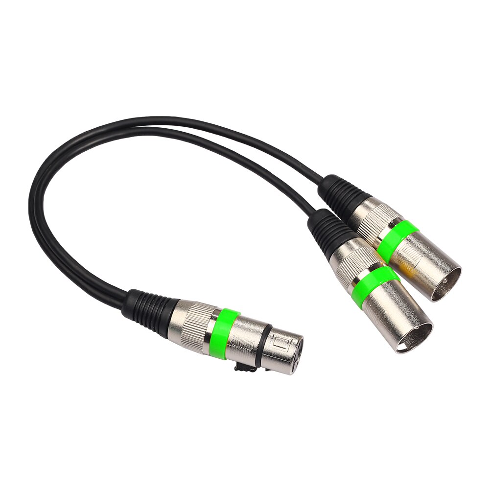 3Pin XLR Female Jack to Dual 2 Male Plug Y Splitter 30cm Adapter Cable Wire: Green