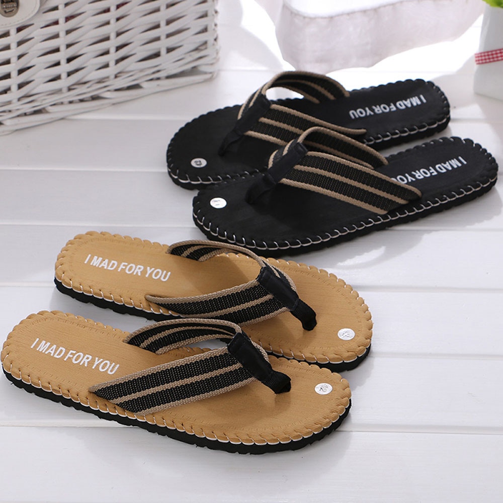 Men Summer Stripe Flip Flops Shoes Sandals Male Slipper Flip-flops Beach Shoes Mans footwear terlik kapcie#35