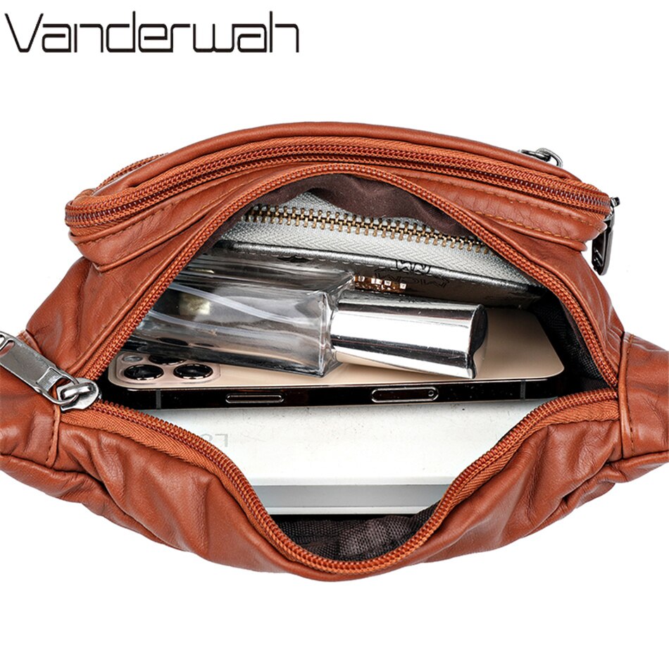 Female Fanny Pack Banana Hip Purse and Handbags Women&#39;s Waist Bag PU Leather Bags Shoulder Crossbody Chest Bag