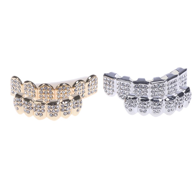 1 pçs/1 conjunto de moda dentes topo inferior decoração masculino feminino jóias à moda e luxo presente idéia para amigos dentes diamante jóias