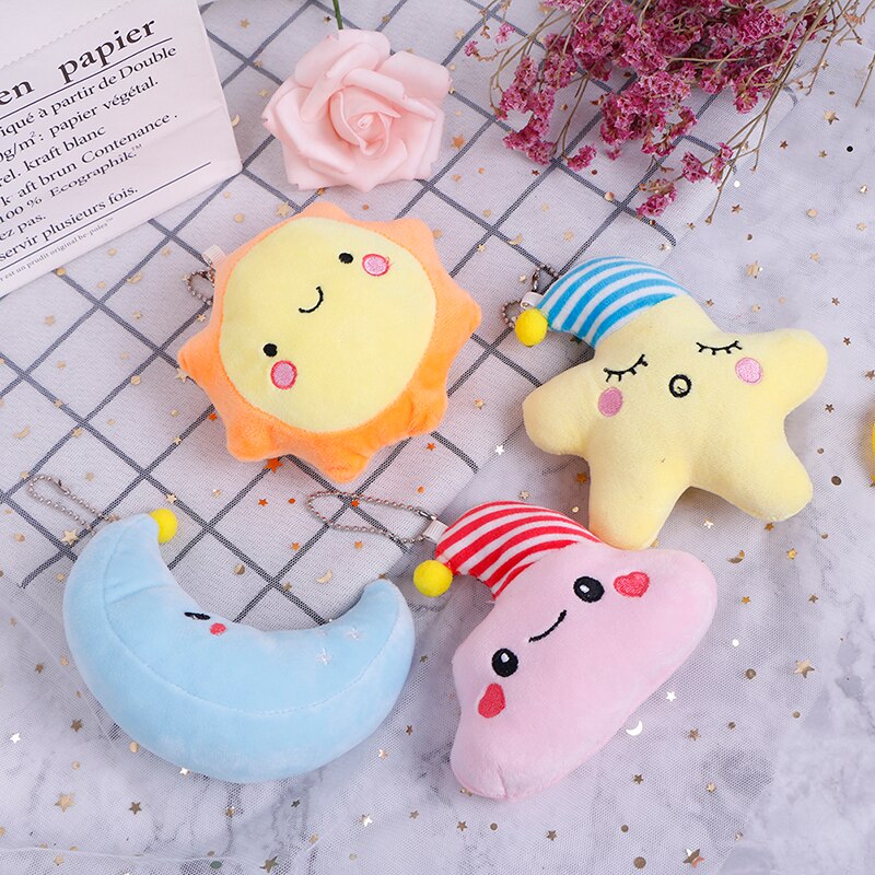 1PC dessin animé étoile lune soleil blanc nuage peluche pendentif doux jouets en peluche pour Bbay