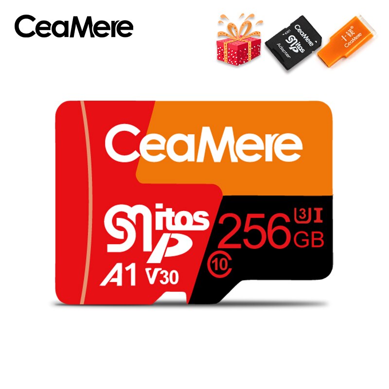 CeaMere Micro SD Card Class10 UHS-1 8GB Class6 16GB/32GB U1 64GB/128GB/256GB U3 Memory Card Flash Memory Microsd for Smartphone: 256GB with Gift