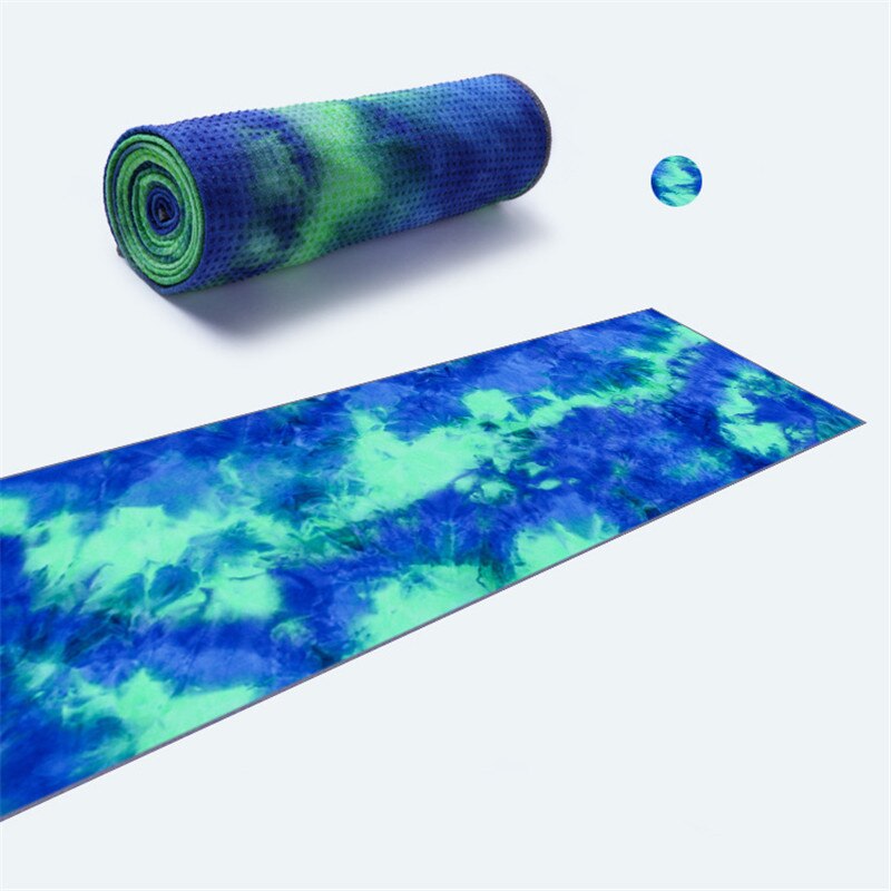 183*63cm skridsikker yogamåttedæksel med tryk på fitnesshåndklæde til udendørs sportsrejser: Blå