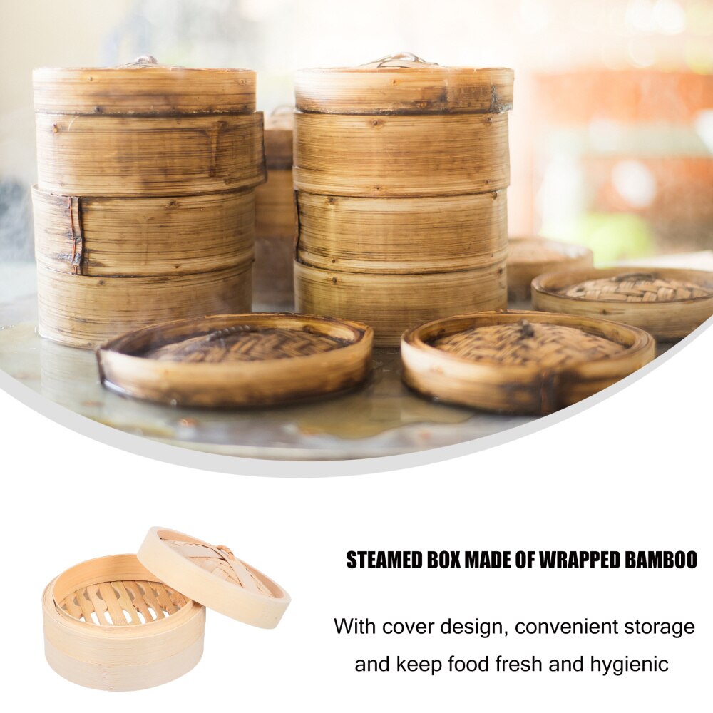 1 Set Chinese Bamboo Steamer Bamboo Food Steamer with Lid Kitchen Cooking Tool