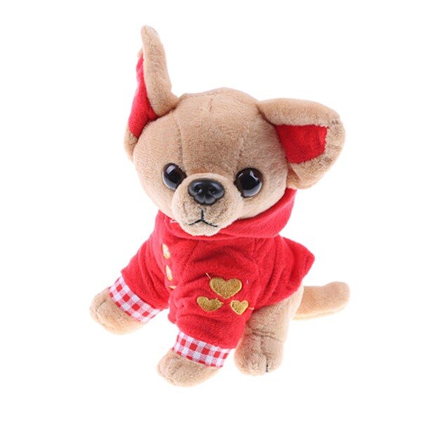 1 pièces 17Cm Chihuahua chiot enfants jouet Kawaii Simulation Animal poupée d'anniversaire pour les filles enfants mignon en peluche chien en peluche: Red