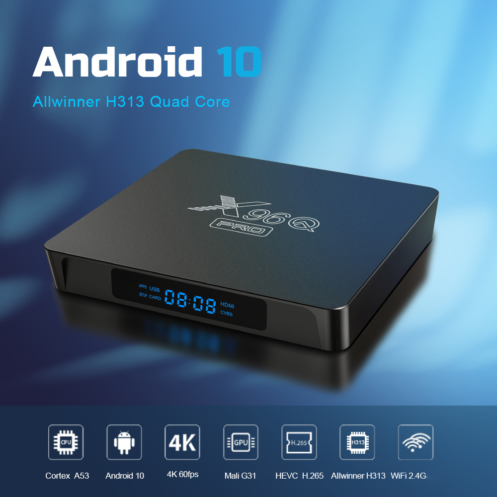 X96Q Pro Media Player Allwinner H313 Android 10.0 Mali G31 2.G Wifi 100M Lan 802.11AC Set Top Box