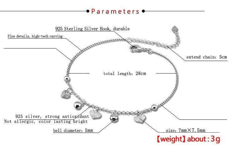 sterben neue mädchen fußkettchen Glocke anhänger 925 Sterling silber fuß kette anhänger einzelhandel sterben beste geburtstag präsentieren