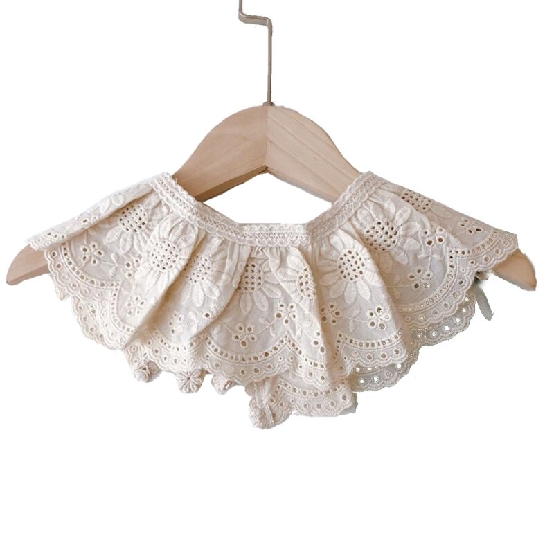 Bavoirs en dentelle pour enfants, Style coréen, motif Floral, mignon, ajouré, faux col, vêtements pour enfants, accessoire, châle en coton: 2