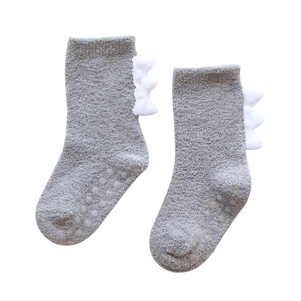 Bas antidérapants en coton pour bébé | Mignons, hautes pour les genoux, longs jambières unisexes pour enfants: Gris / 3Y