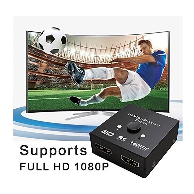 4K HDMI Switch 2 Ports Bi-Directional 1X2 / 2X1 HDMI Switcher Splitter Supports Ultra HD 4K 1080P 3D HDR HDCP for PS4 HDTV