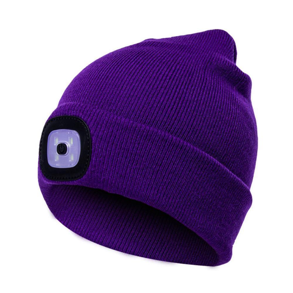 6 LED Light Hat USB Rechargeable Hands Free Flashlight Winter In Knit Beanies Cap LED Warm Outdoor Fishing For Climbing Hat M7K2: A
