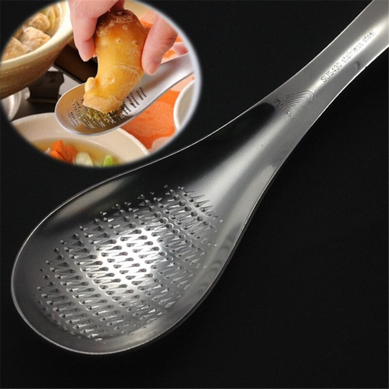 Mélangeur de zeste de citron en forme de cuillère en acier inoxydable, râpe à gingembre, outils de broyage de l&#39;ail, râpe à fromage, cuillère à mélanger