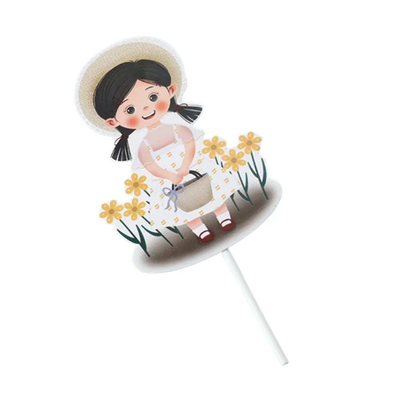 1/5 stk. kagetopper marguerit blomst sløjfe kageplugin cupcake dessertdekoration bagetilbehør fødselsdag babyshower festdekoration: Chokolade