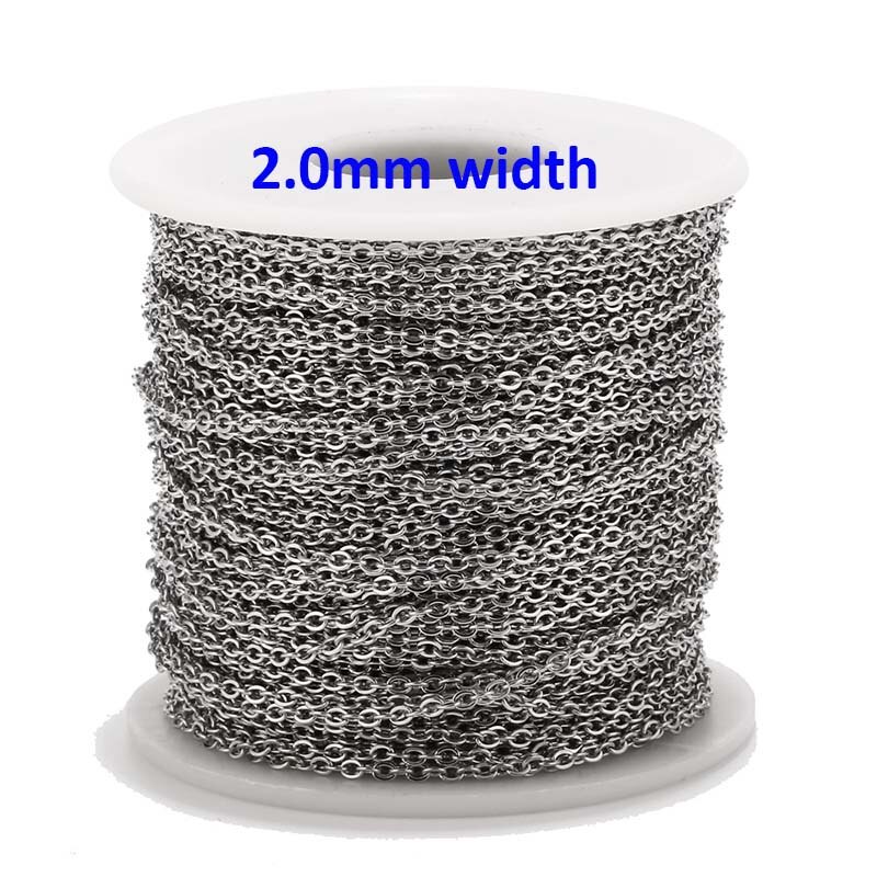 2 Meters Stainless Steel Rose Gold/Gold Link Chain Necklace Bulk Cable 2mm Width for Jewelry Making Findings DIY Supplies: GRAY
