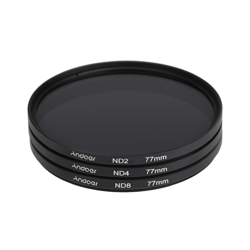 Andoer 77Mm Fader Nd Filter Kit Neutrale Dichtheid Fotografie Filter Set (ND2 ND4 ND8) voor Nikon Canon Sony Pentax Dslr &#39;S