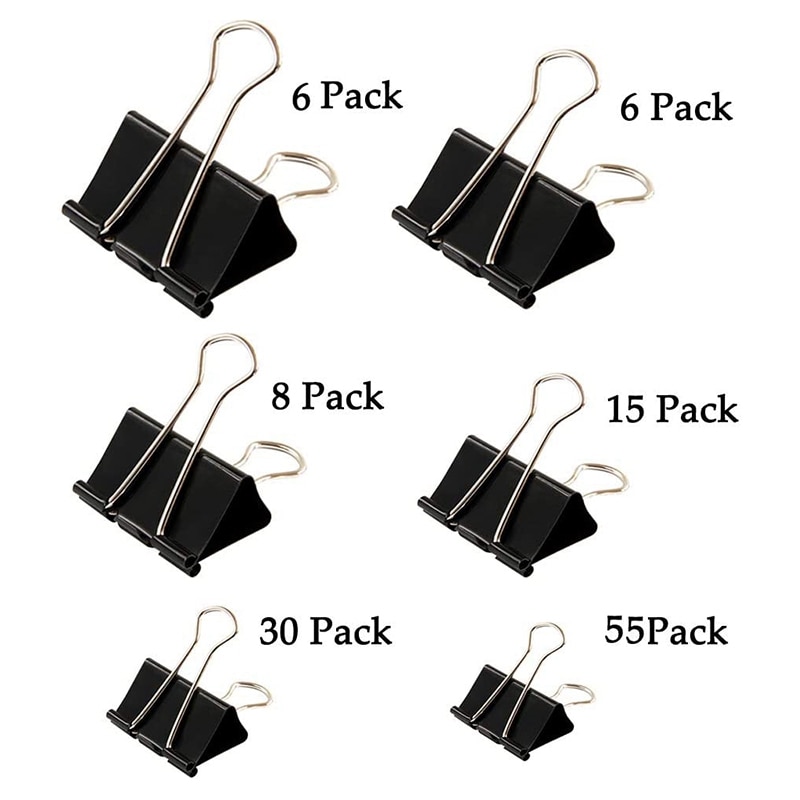 120Pcs Binder Clips Paper Clamps Assorted Paper Binder Clips Fold Back Clips for Office, School and Home Supplies, Black