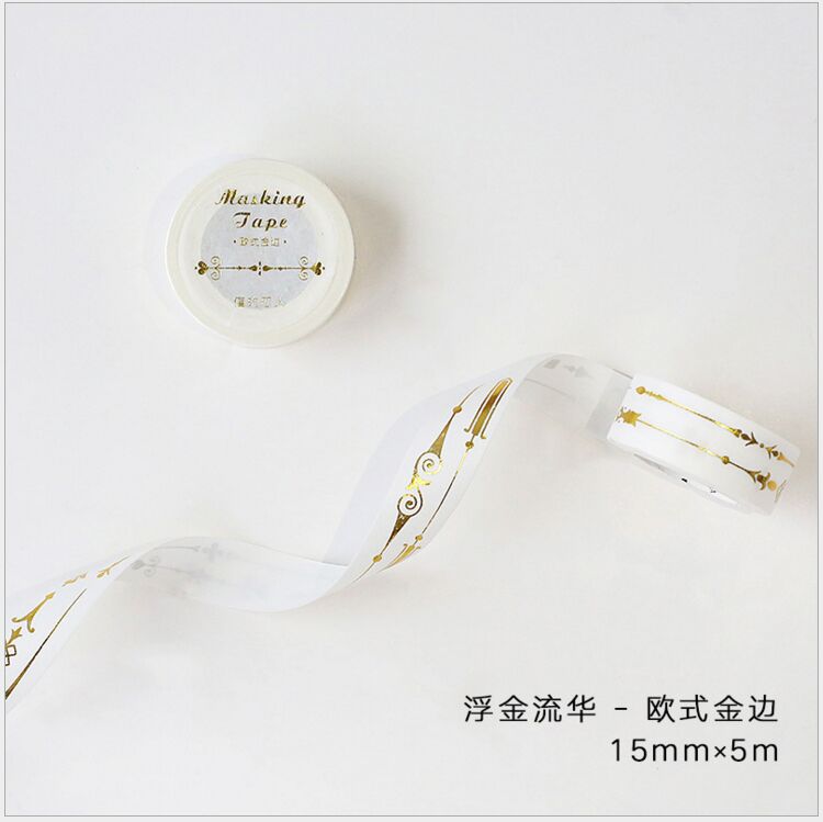 Vintage gold stamping interstellar orbit flower lace border magic totem antlers Washi Tape DIY Planner Scrapbooking Masking Tape: golden lace edge