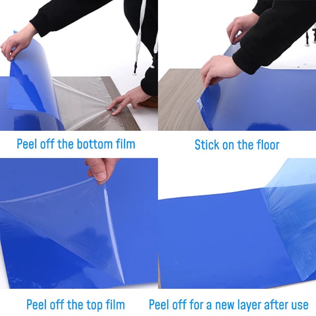 2x Floor Door Mats - 45x60cm - Antibacterial Sticky Pad - Dust & Bacteria Purification - Home Bedroom Carpet