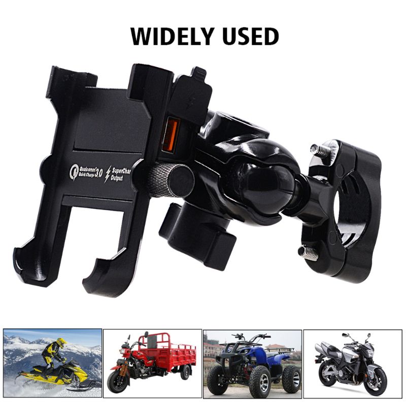Suporte de celular para motocicleta, suporte de metal impermeável para smartphone com carregador rápido qc 3.0 usb e guidão com espelho para samsung