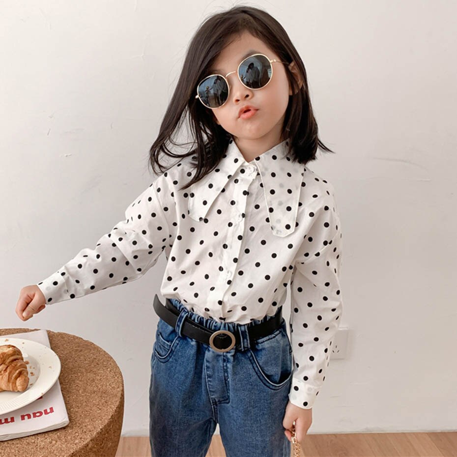 Blusa para niña bebé de lunares, camisas para niña, blusa de estilo informal, ropa para niña, Otoño e Invierno