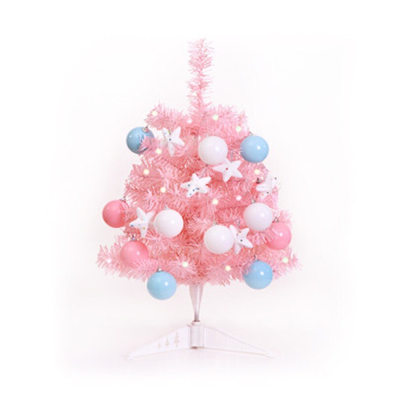 60CM Pink/Blue Christmas Tree Home Window Hotel Mall Counter Desktop Cabinet Decorative Tree Plant Year Xmas Decoration