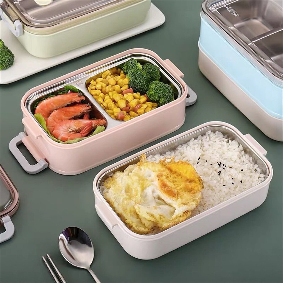Portable Stainless Steel Lunch Storage Snack Tiffin Box Lunchbox Bag Bento Boxes Dinner Food Container Microwave For Kids Adults