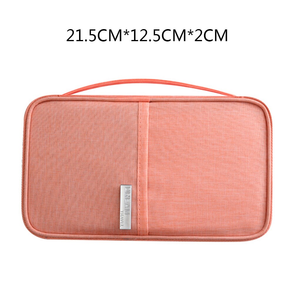 Waterproof Handbag Passport Holder Travel Wallet Multi-Function Credit Card Package Multi-Card Storage Pack Zipper Organizer: orange-pink-small