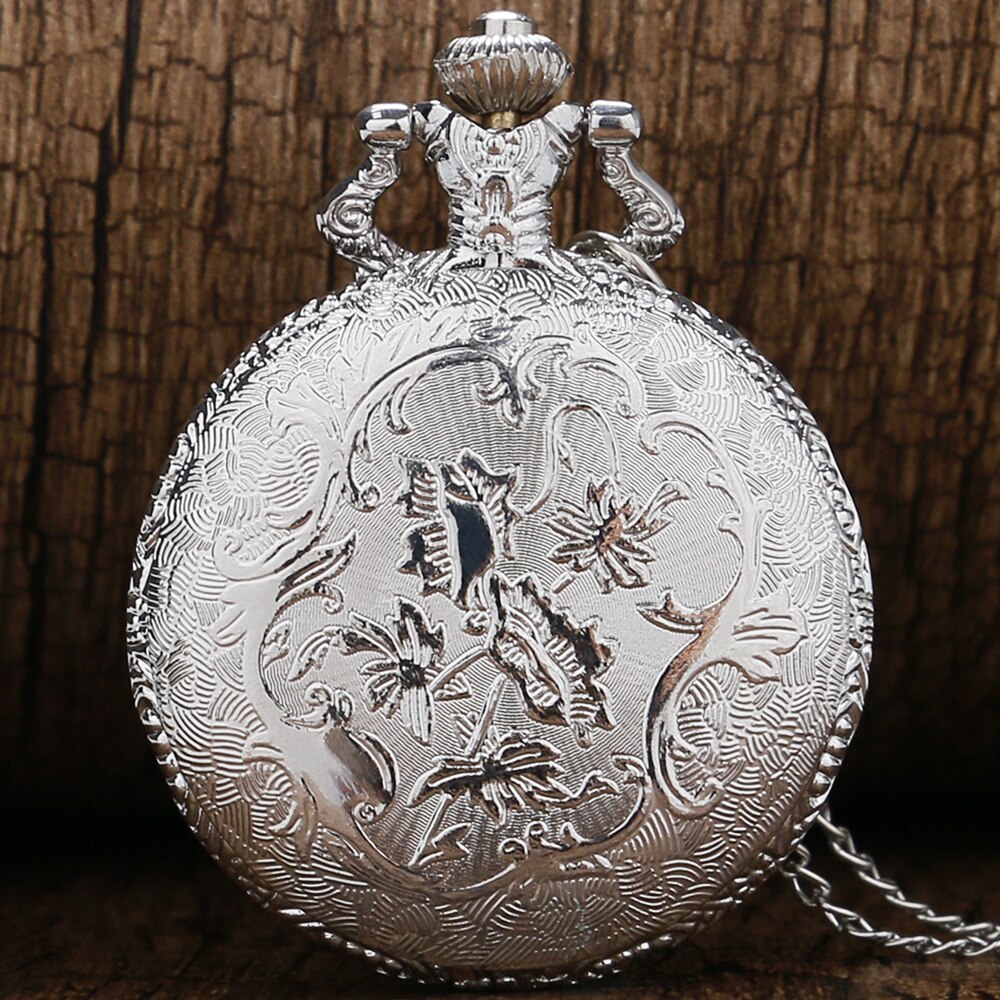 Classic Silver Pocket Watch Train Front Locomotive Engine Necklace Pendant Chain Quartz Analog Fob Watch reloj de bolsillo
