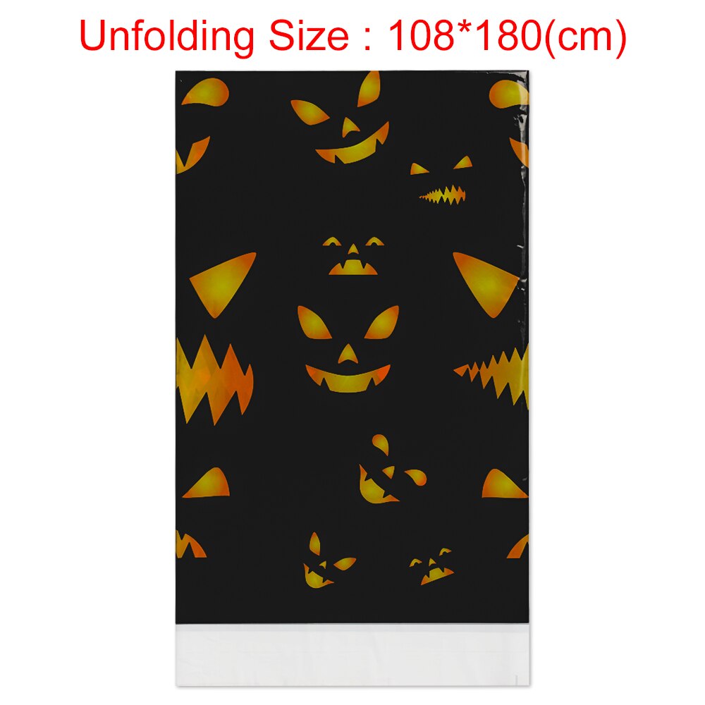 1PC Plastic Waterproof Halloween DisposableTablecloth Greaseproof Pumpkin Skeleton Table Cover Kitchen Halloween Supplies