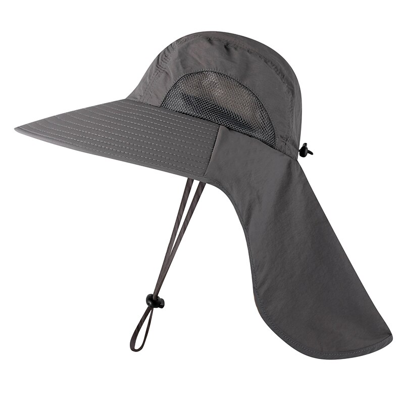 Camoland Waterdichte Emmer Hoeden Voor Mannen Vrouwen Zomer Upf 50 + Zonnehoed Lange Brede Rand Outdoor Wandelen Vissen Caps met Nek Flap: Dark Grey