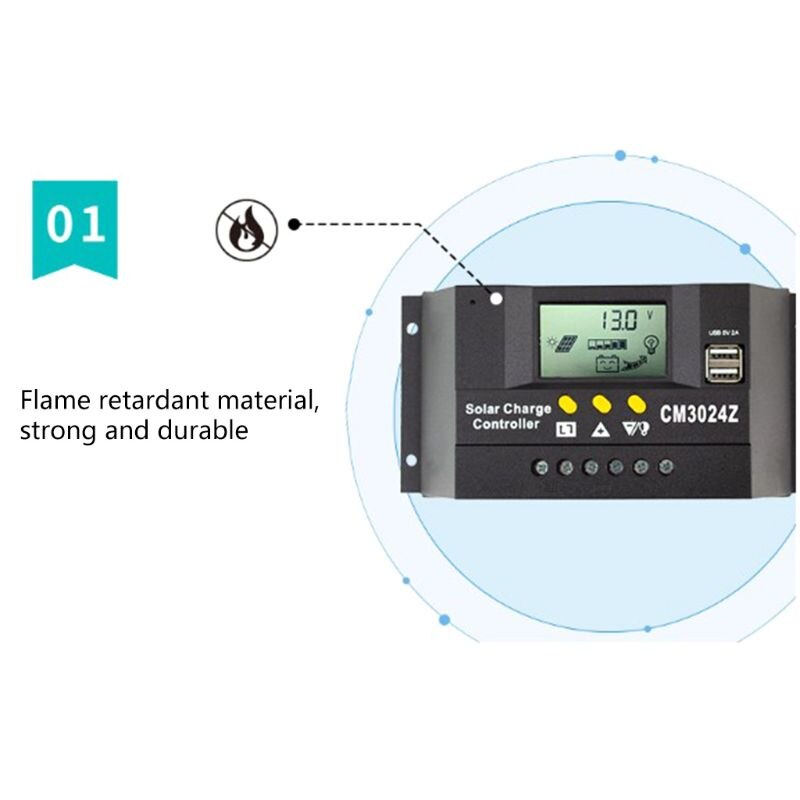 10-40A Solar Panel Controller Charge Regulator Battery Protection 12V 24V Auto Switch for PV System Timer Control