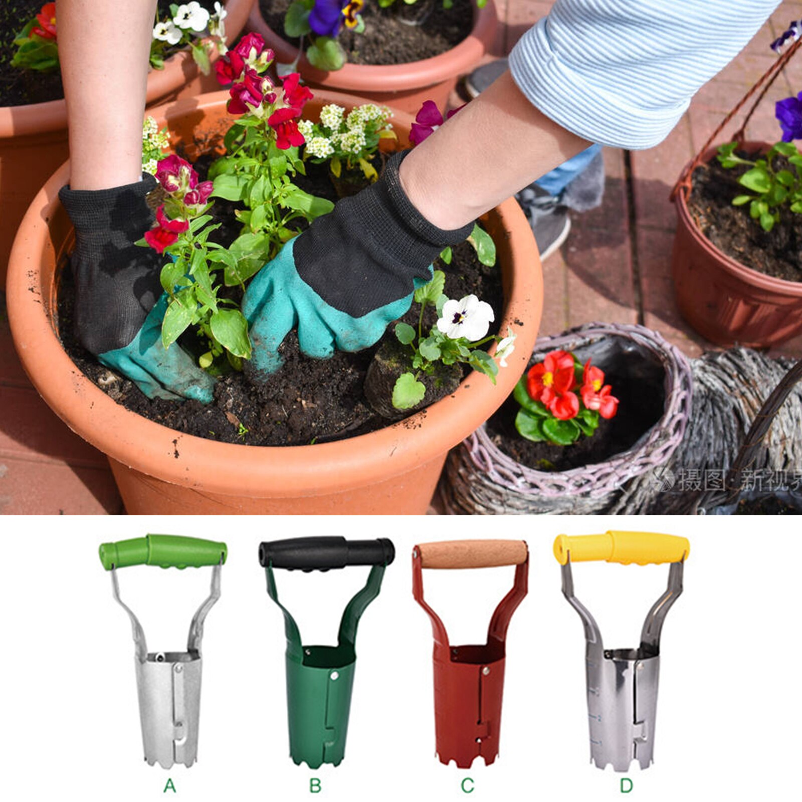 Seedling Dibber Transplanting Planting Tools Garden Flower Transplantation Tool Hand Tool Set Transplanter With Spring Handle