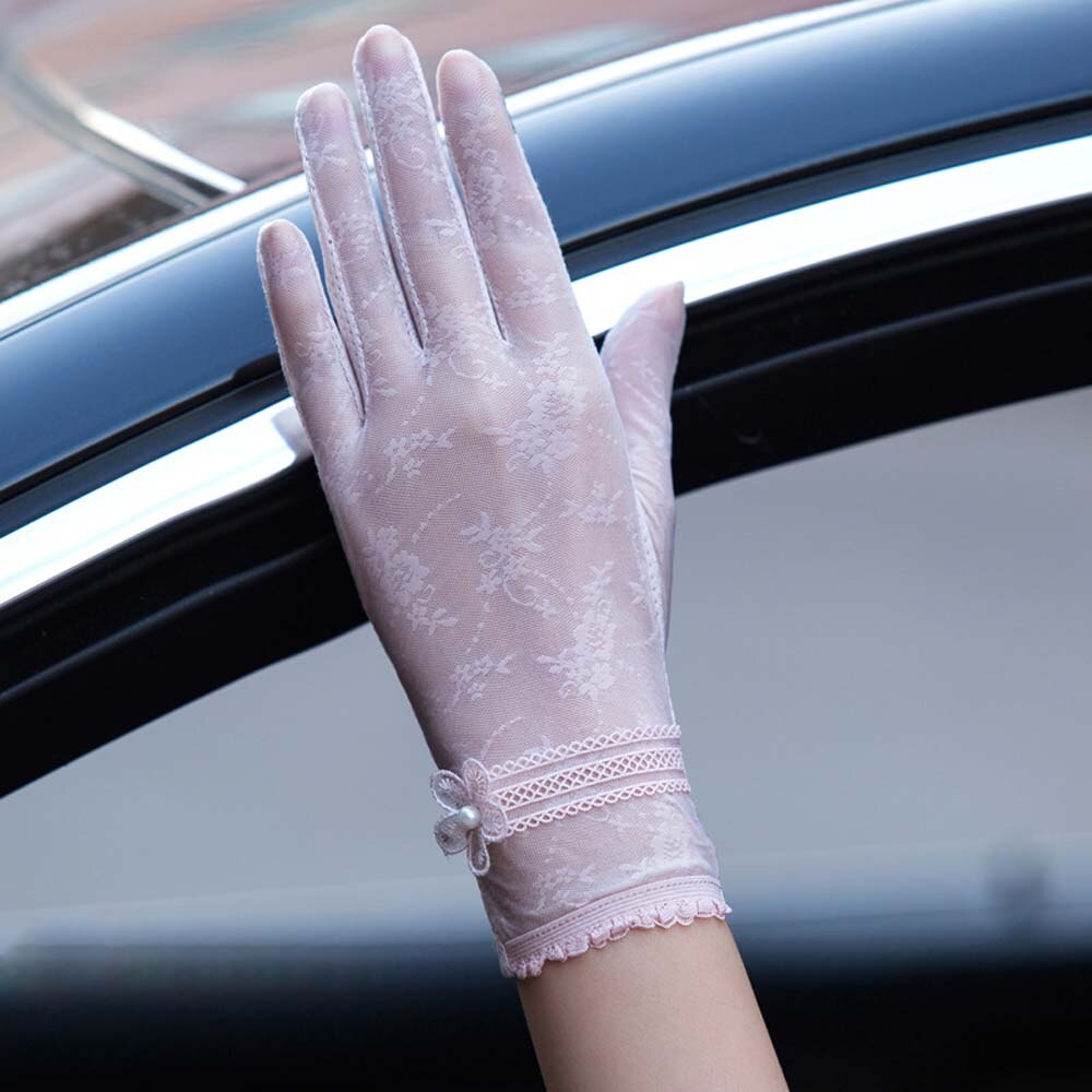 Zon Bescherming Handschoenen Vrouwelijke Zomer Uv Bescherming Dunne Gedeelte Rijden Kant Ijs Zijde Full-Vinger Handschoenen: LPA