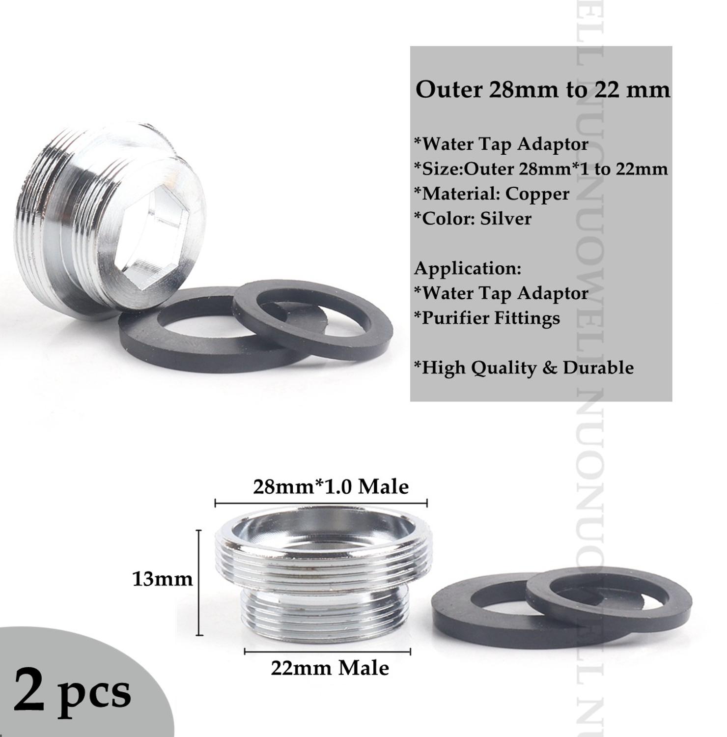 2pcs M22 Copper Kitchen Faucet Aerator Water Tap Adaptor Purifier Fittings Replacement Accessories Male Female Pipe Fittings: M28x1-M22